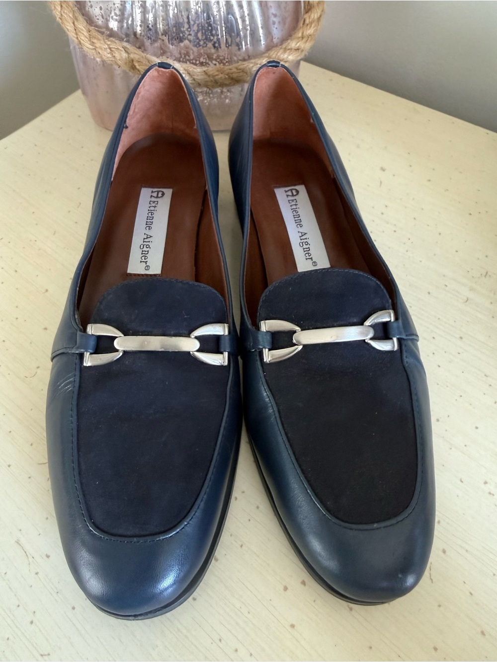 Etienne Aigner Neve Navy Leather Horsebit Loafers Women’s 8M